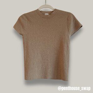 Tan Short Sleeve Sweater Tee, Size S